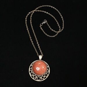 Circle charm bronze colored necklace